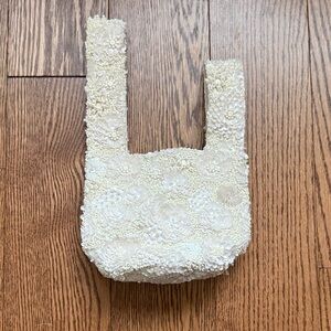 Cream Floral Beaded Handbag